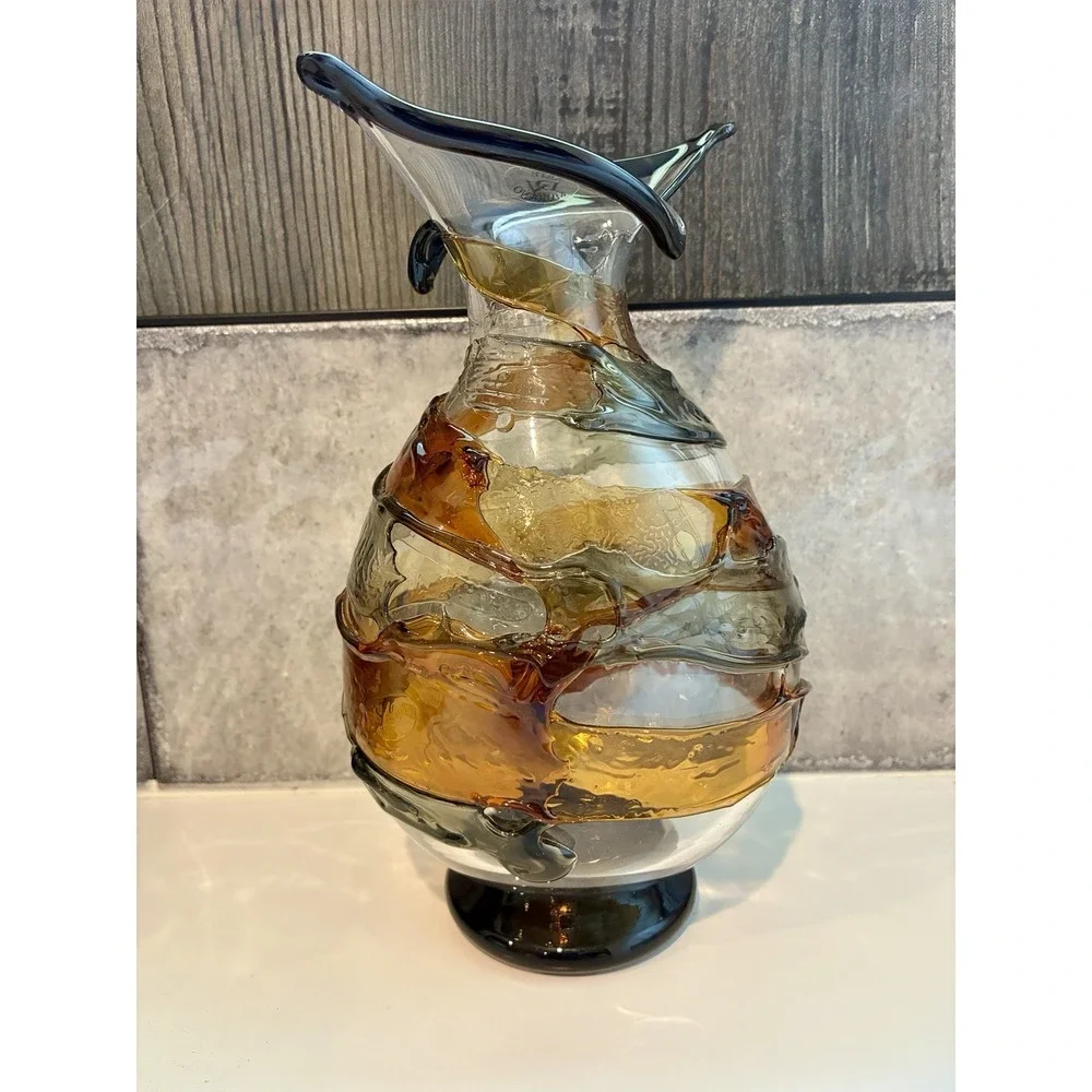 OOAK Contemporary SIGNED Artisan Diego Vidal Murano Italy Venetian Glass Vase